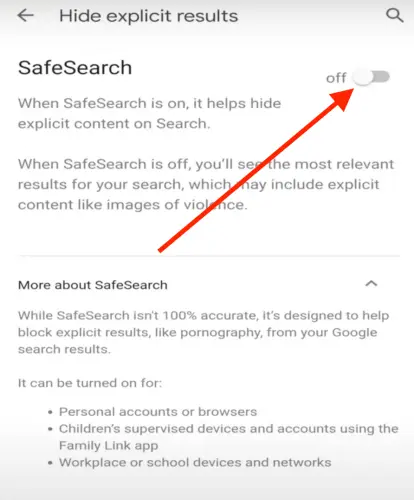 Safe search android 3