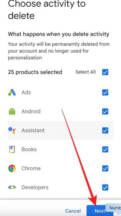 Delete my google activities